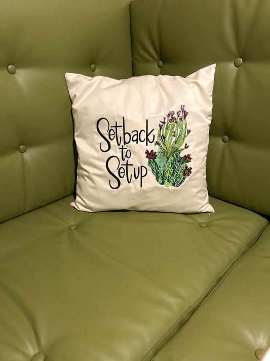 Embroidered “Setback To Setup” Logo Pillow